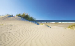 Vue sur la dune et la plage océane dans les Landes à Messanges